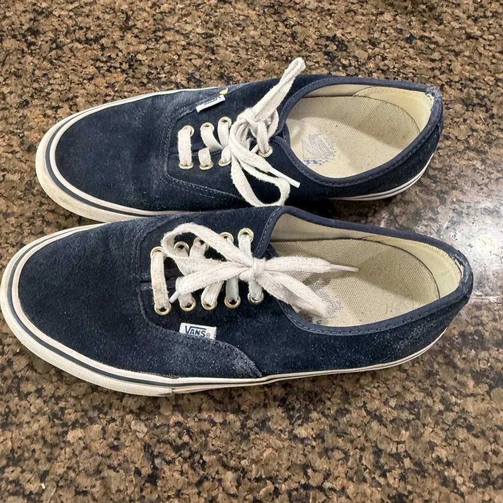 Vans Authentic Pro Navy Blue Suede Low Top Skateboard Shoes Mens 8